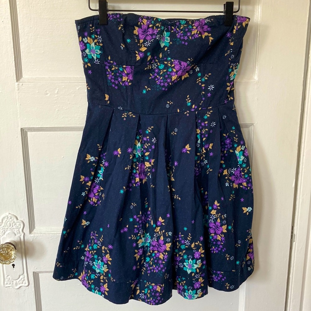 Women’s summer strapless mini dress, floral, size S